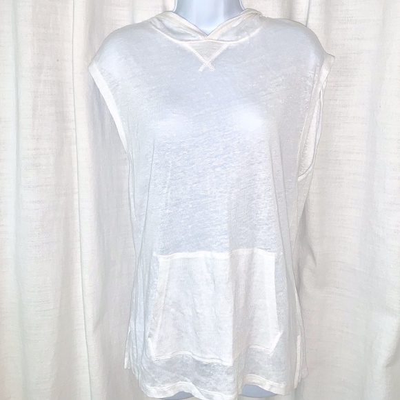 NWOT-Vince Women's Linen Hooded Tee, Optic White! - Picture 3 of 6